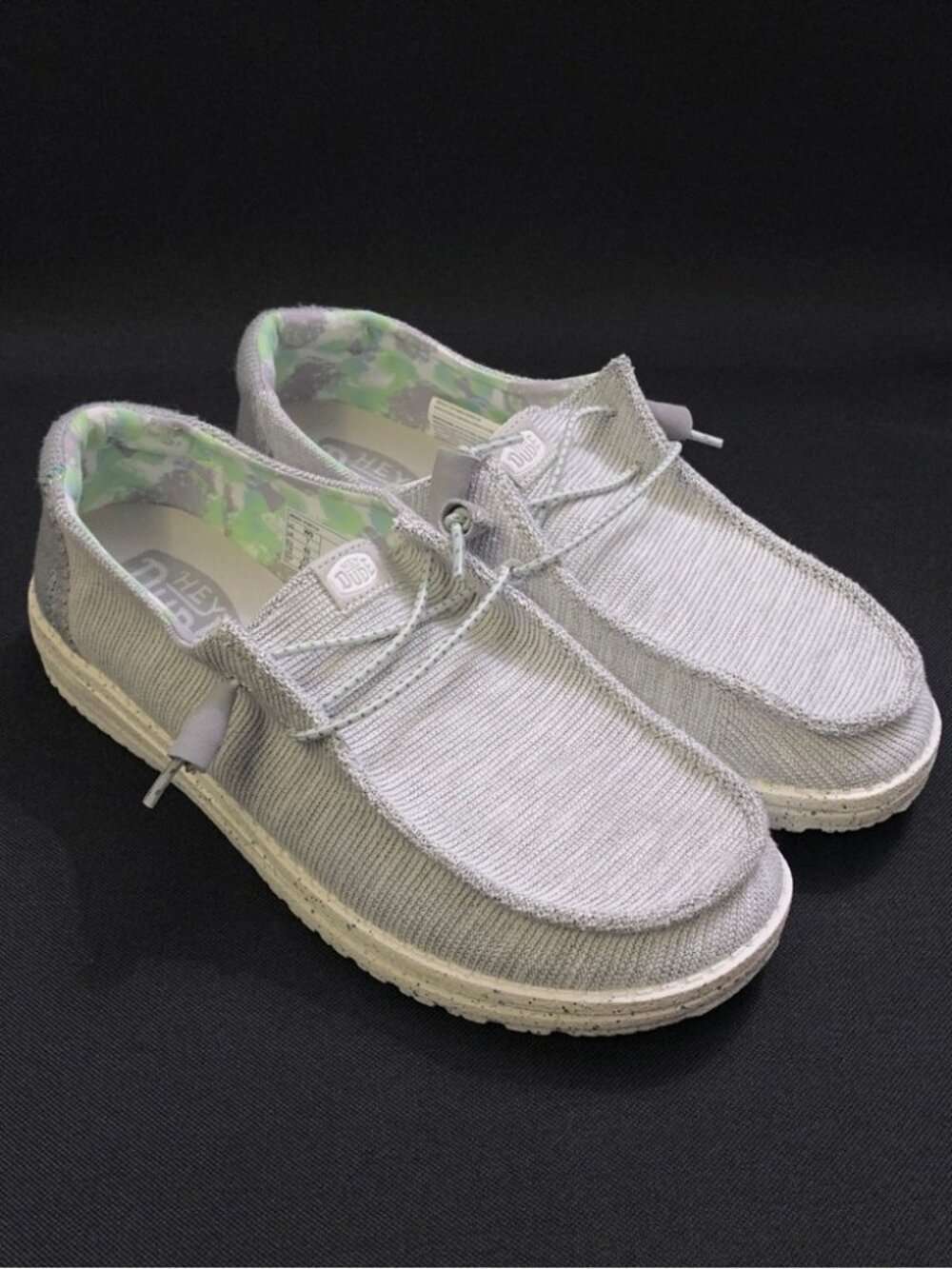 HEY DUDE Wendy Stretch Woven Slip Ons Sneakers  9US Pearl River Grey NWT